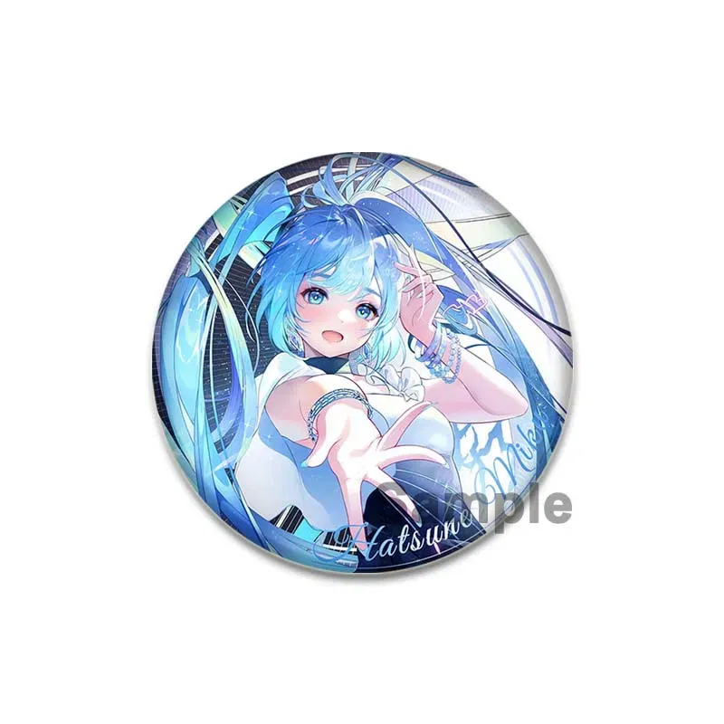 Color: Brown, Size: S - 58/44/32mm Miku Anime Round Pins Cartoon Badges Cosplay Handmade Tinplate Brooch on Backpack Clothes Chest Ornament Gifts