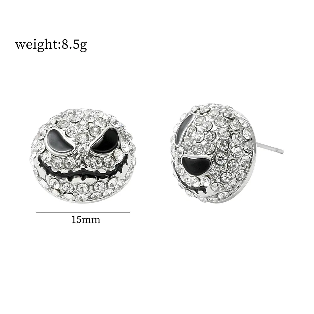 Metal Color: Light Yellow Gold Color, Ships From: CHINA - Disney The Nightmare Before Christmas Accessories Jack Skellington Earrings Women Luxury Rhinestones Studs Earrings Jewelry
