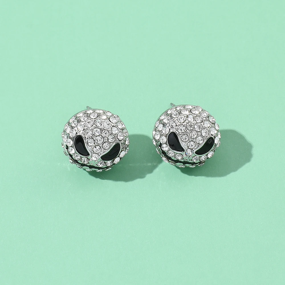 Metal Color: Light Yellow Gold Color, Ships From: CHINA - Disney The Nightmare Before Christmas Accessories Jack Skellington Earrings Women Luxury Rhinestones Studs Earrings Jewelry