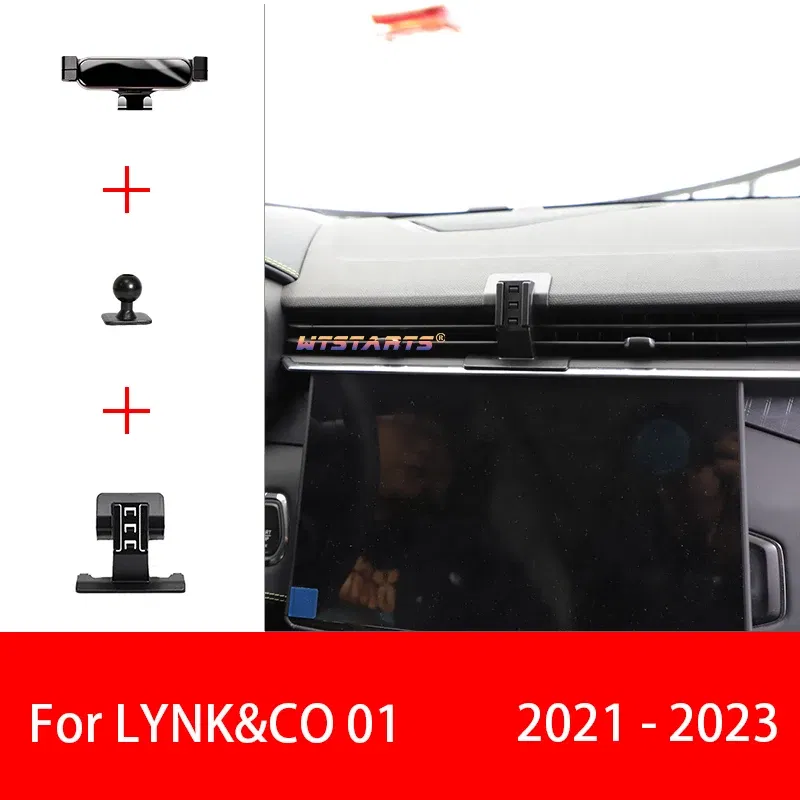Color Name: black - For Lynk&Co 01  2021-2023 Adjustable Car Phone Holder Mobile Mount Gravity GPS Navigation  Bracket Car  Accessories