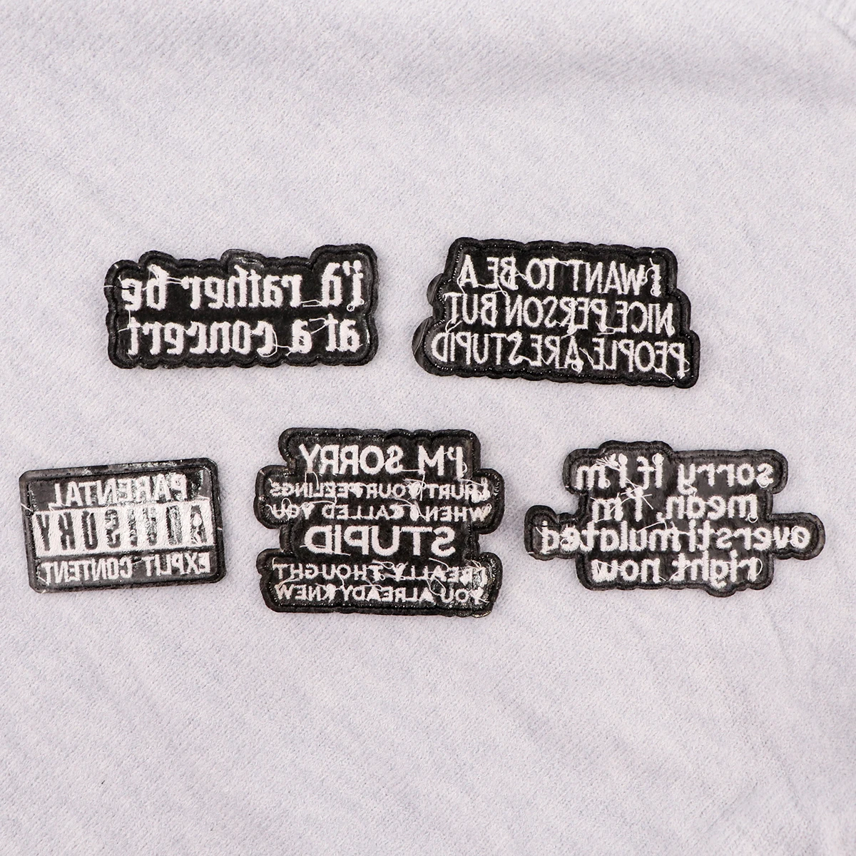 Color: Antique Copper - Letters Black Embroidery Patch Funny Quotes Iron On Patches For Clothing Thermoadhesive Patches On Clothes DIY Sew Badges