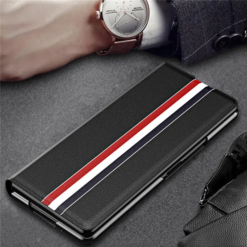 Color: Red, Material: Cotton Fabric - Leather Wallet Function Case for Samsung Galaxy Z Fold 6 5 3 2 fold6 fold5 Fold4 Fold 4 5G Fold3 Fold2 Full Protection Bag Cover