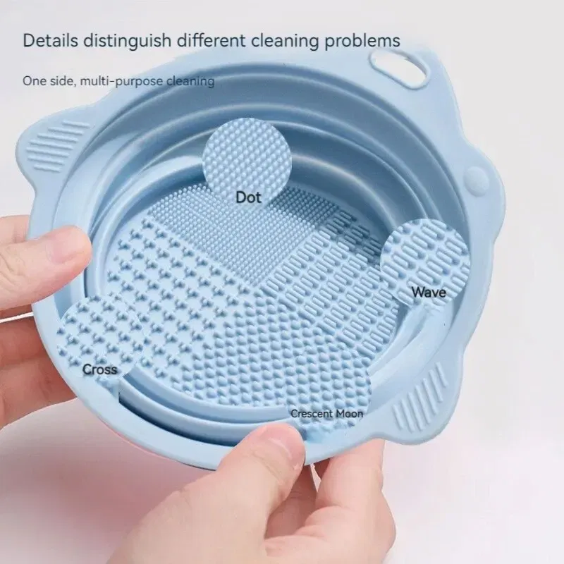 Color: Orange - Makeup Brush Cleaner Cleaning Bowl Brush Tool Set Thorough Cleaning Without Hurting Bristles Wet & Dry Powder Puff Dry Cleaner