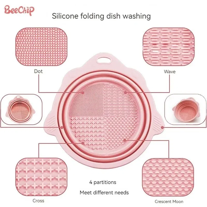 Color: Orange - Makeup Brush Cleaner Cleaning Bowl Brush Tool Set Thorough Cleaning Without Hurting Bristles Wet & Dry Powder Puff Dry Cleaner