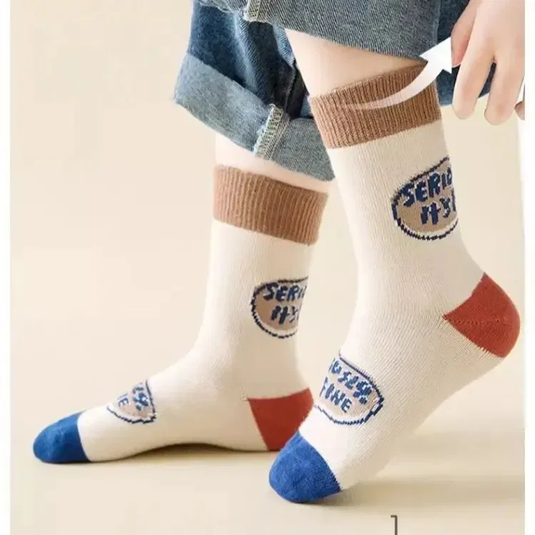 Color: Blue, Size: 10-12T - Autumn Children's Socks Little Big Boys Cotton Socks Baby Cartoon Pattern Medium Sock 5 Pairs/bag
