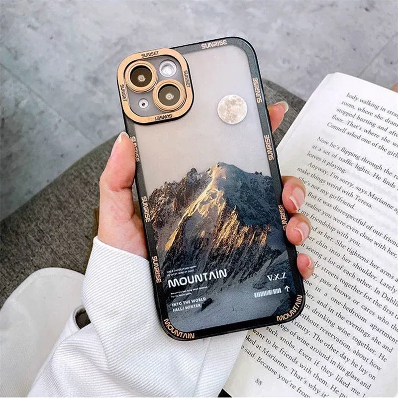 Color: SKY BLUE, Material: Plastic - Retro INS Sunset Sky Clouds Moon Pattern Case For Samsung Galaxy S10 S20 S21 S22 S23 S24 FE Plus Ultra Note 20 Shockproof Cover