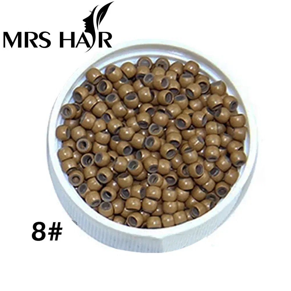 Color: Light Brown - 500pcs Silicone Hair Beads Nano Ring Micro Beads Fashion Salon Hairstylist Dreadlock Hair Extension Tools 8 Colors