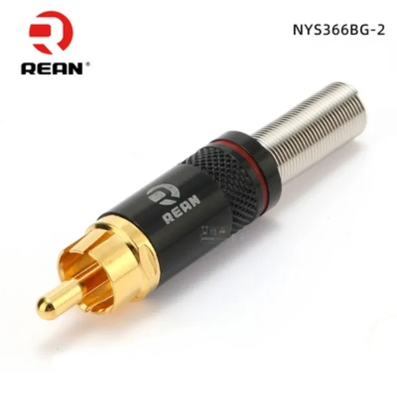 Color: Red - 1pcs REAN RCA audio AV video plug gold-plated large tail diameter NYS366-BG fever HIFI DVD