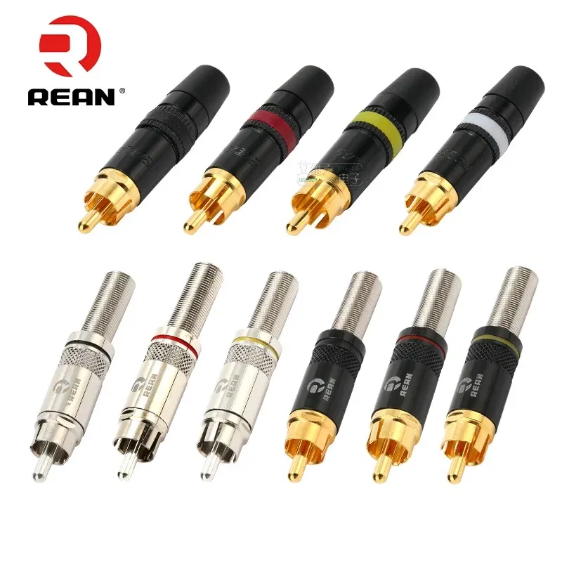 Color: Red - 1pcs REAN RCA audio AV video plug gold-plated large tail diameter NYS366-BG fever HIFI DVD