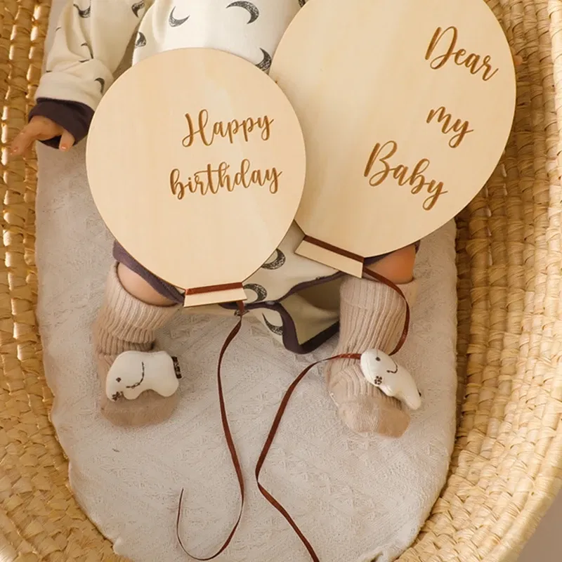 Color: army green, Ships From: CHINA - Baby Balloon Milestone Number Monthly Memorial Month Card Newborn Baby Wooden Engraved Age Photography Accessories Birthing Gift