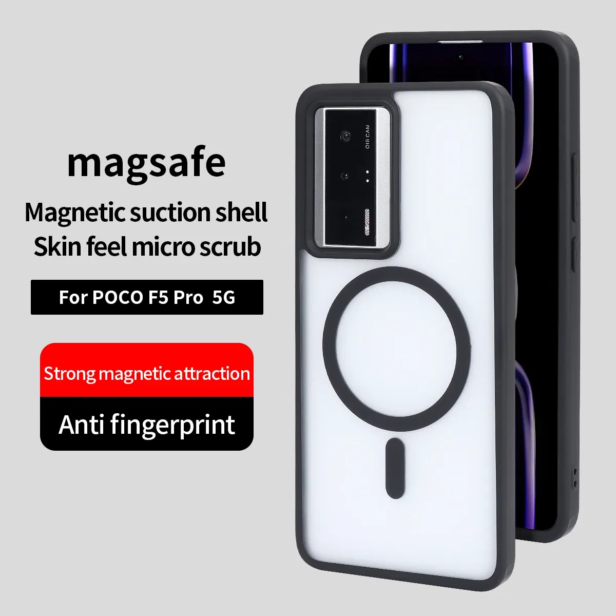 Color: black, Material: ABS - For Xiaomi POCO F5 Pro 5G Shockproof Phone Case Magnetic Luxury Matte Clear Magnetic Wireless Charging Magsafe Case