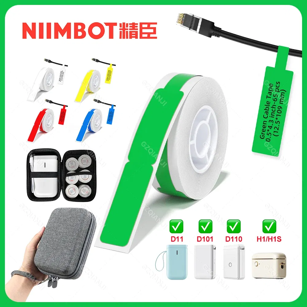 Color: Light Grey - NIIMBOT Sticker Self-adhesive Label Thermal Papers for D11 D101 D110 Mini Printer White Colorful Waterproof Cable Tape Rolls
