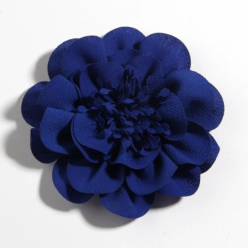 Color: Silver - 1PC 10CM 3.8" Big Chiffon Flowers Hair Clips Hairpins Handmade Artificial Rolled Rose Fabric Flower For Girls Head Accessories