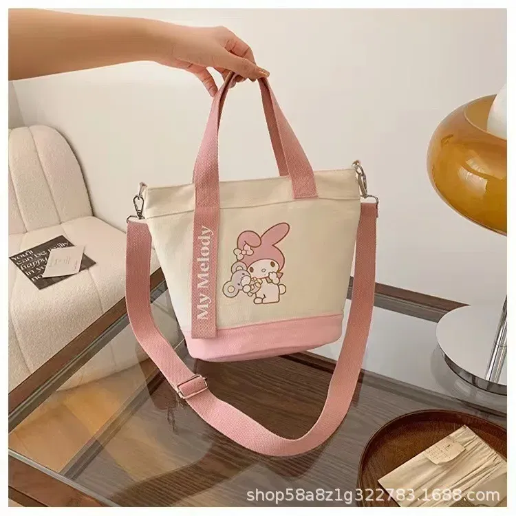 Color: black - Sanrio Hello Kitty Kuromi Canvas Shoulder Bag Kawaii Anime Print Lightweight Crossbody Purse for Girl