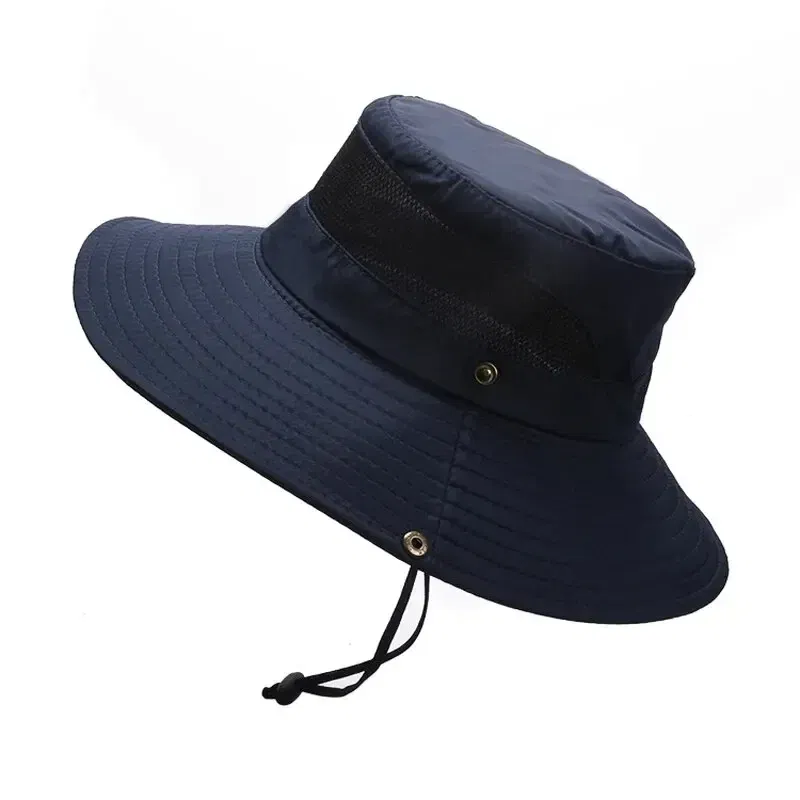 Color: Malachite Blue, Size: One Size - 100% Polyester New Summer Breathable Fisherman Hat Outdoor Mountaineering Hat Big Eaf Sunshade Hat Benni Hat
