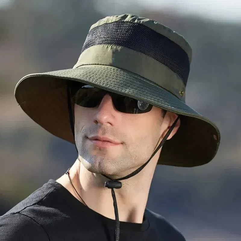 Color: Malachite Blue, Size: One Size - 100% Polyester New Summer Breathable Fisherman Hat Outdoor Mountaineering Hat Big Eaf Sunshade Hat Benni Hat