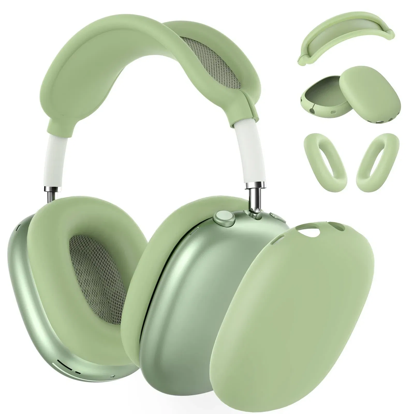 Color: green - Silicone Case Cover for AirPods Max (2024/2020)Accessories Soft Silicone Skin Protector ,Anti-Scratch Ear Pad Case Cover