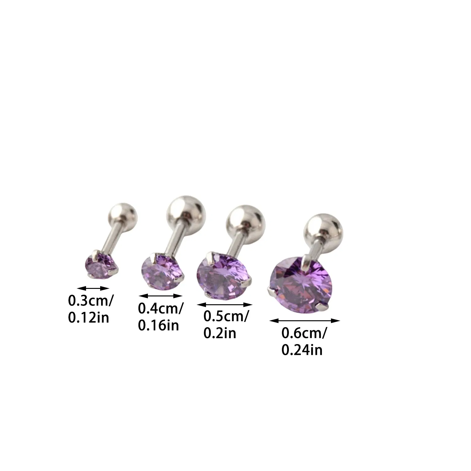 Metal Color: Pure Gold Color, Main Stone Color: black - 1Pc Small Round Cz Tragus Cartilage Titanium Steel 16G 4 Prong Ear Stud Earrings Tragus Helix Piercing Jewelry Sexy Body Jewelry