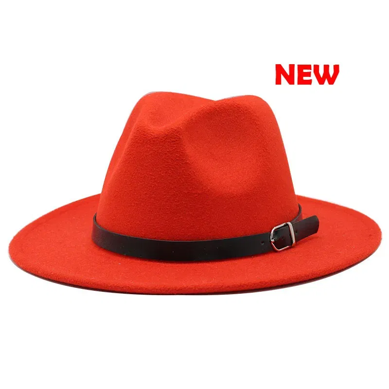 Color: Beige, Size: M - Classic British Fedora Hat Men Women Imitation Woolen Winter Felt Hats Fashion Jazz Hat Chapeau Wholesale