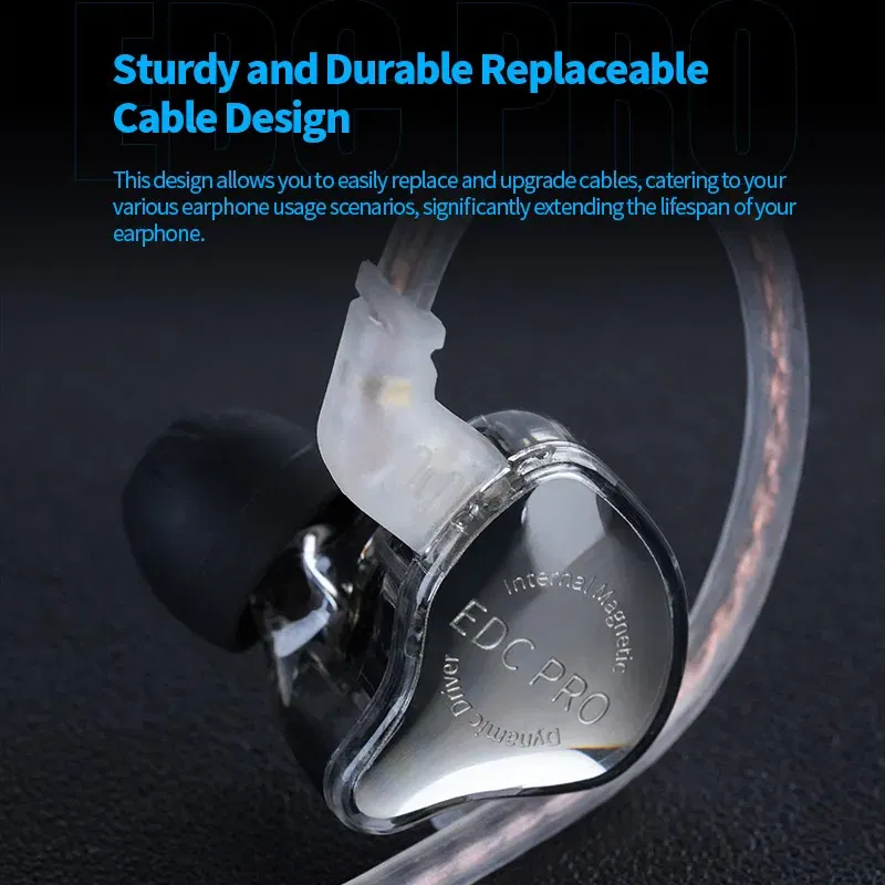 Color: Blue - KZ EDC PRO upgraded high-quality dynamic HIFI in ear interchangeable cable wired motion noise cancelling headphones