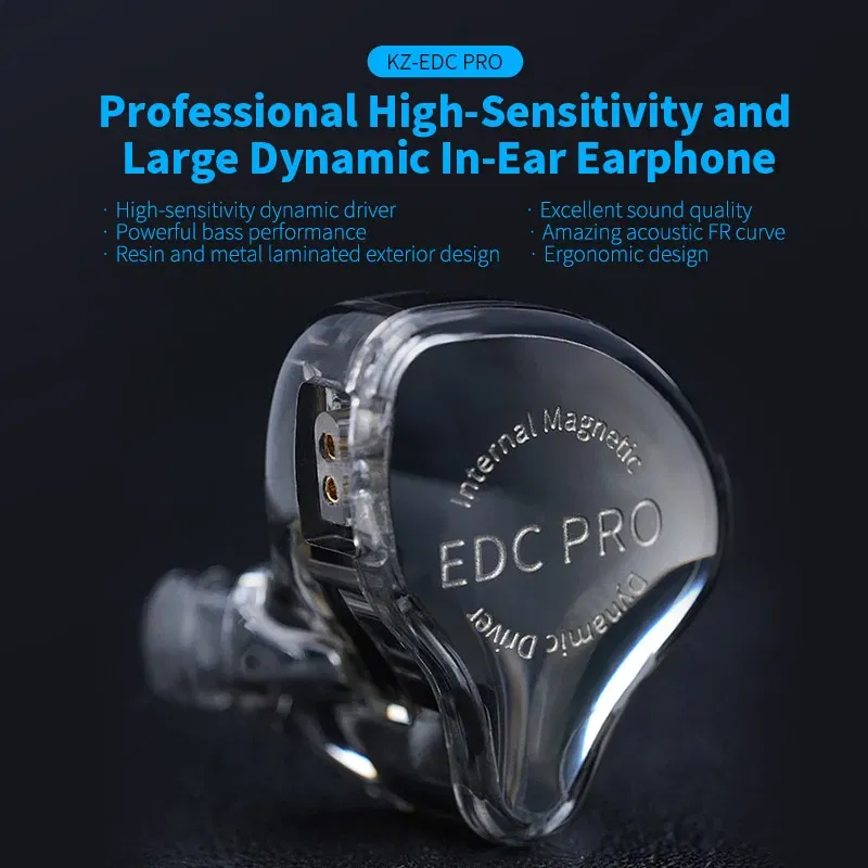 Color: Blue - KZ EDC PRO upgraded high-quality dynamic HIFI in ear interchangeable cable wired motion noise cancelling headphones