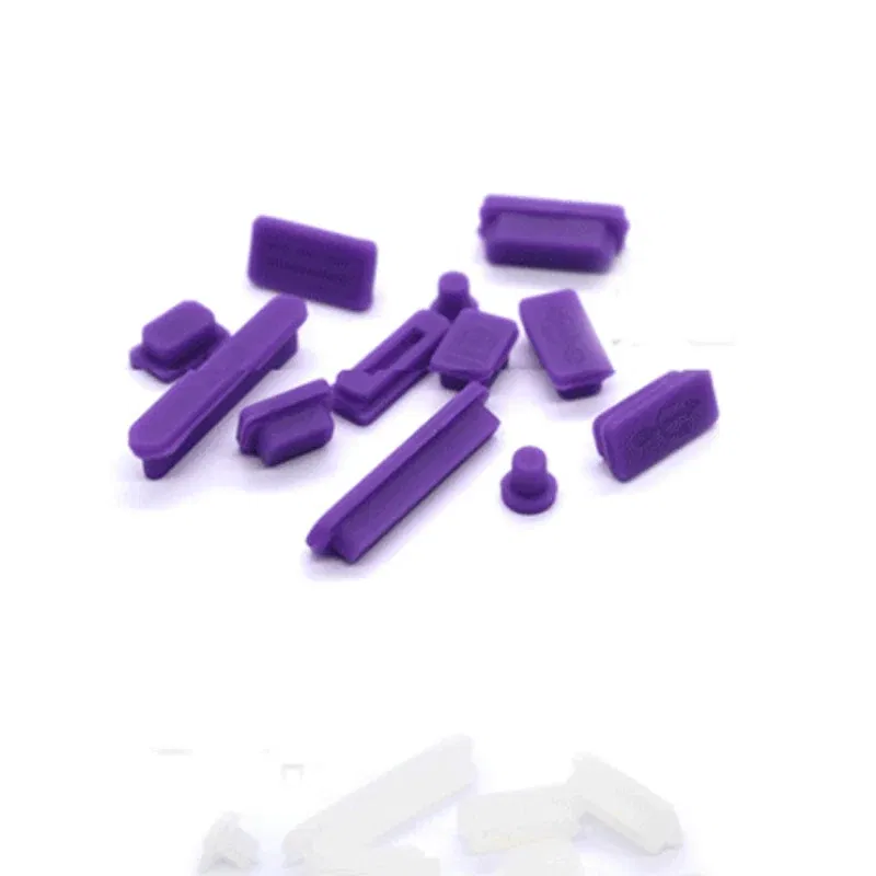 Color: PURPLE - 12pcs/set Silicone Data Port Anti Dustproof Plug For Apple Macbook 11Air 13Air 13 Pro dust plug Stopper Cover Set For Laptop