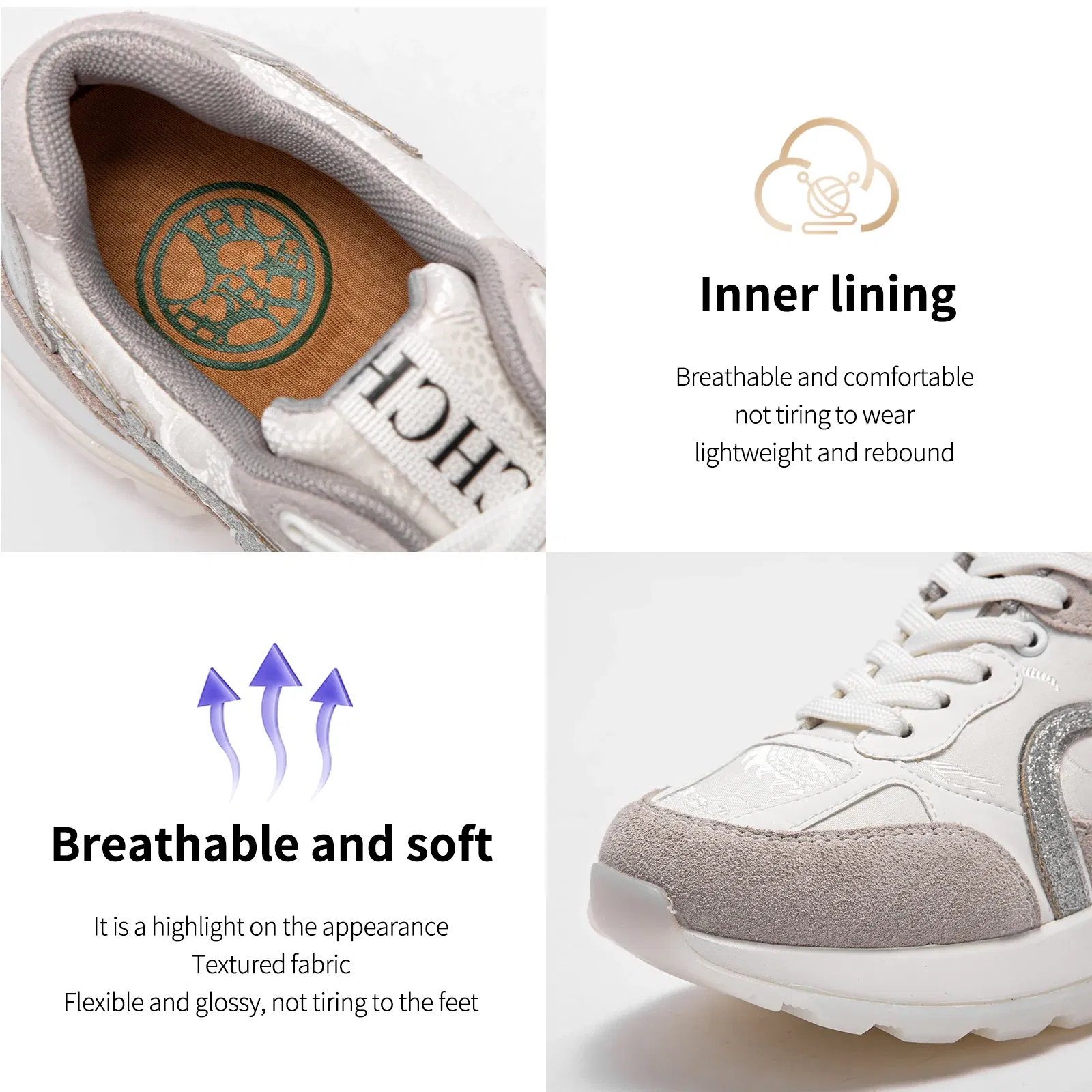 Color: Khaki, Shoe Size: 36 - CHCH Women Tennis Shoes New Leather Splicing Student Sports Shoes