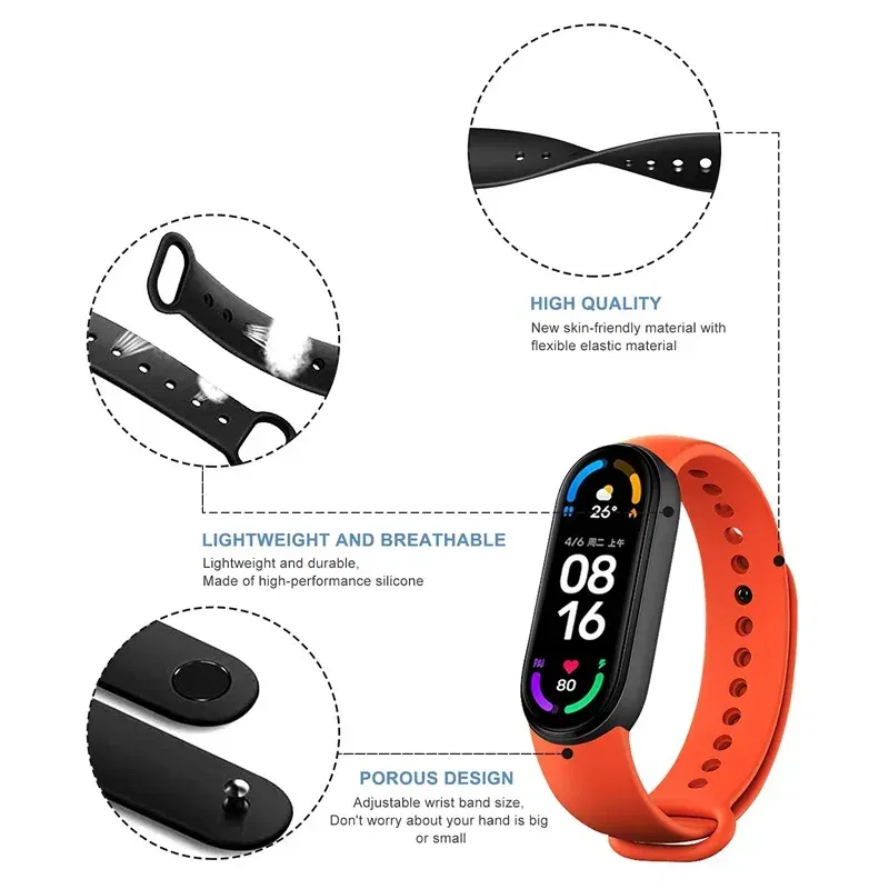 Band Color: Light Beige, Band Width: 18mm, Ships From: CHINA - Silicone Watch Strap For Xiaomi Mi Band 7 6 5 4 3 Wristband Bracelet Wrist Straps MiBand 3/4 band5 band6 Smartwatch Accessories