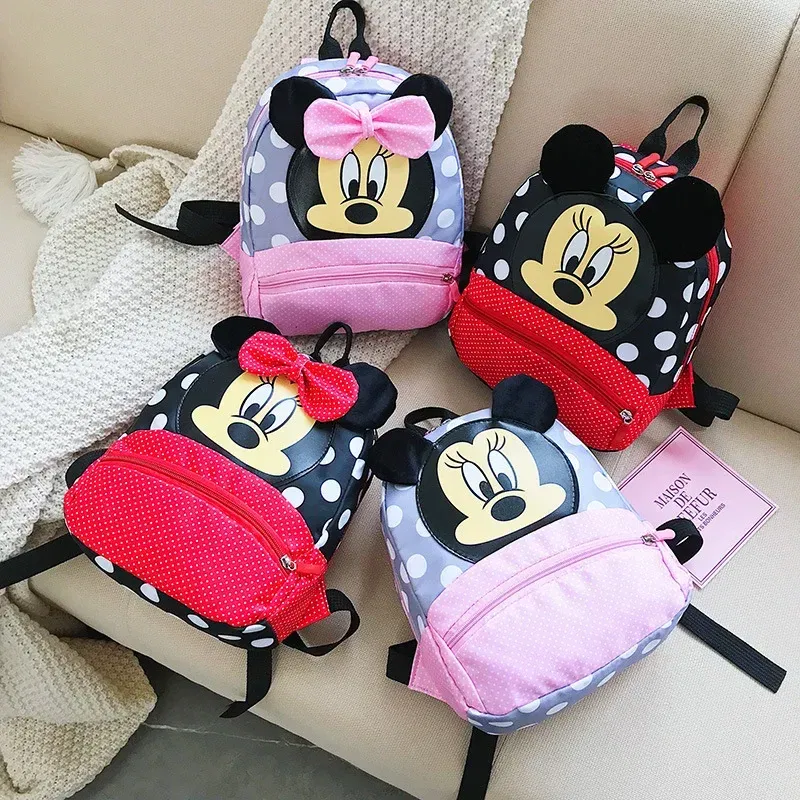 Color: Pink - Disney Cartoon Backpack For Baby Boys Girls Minnie Mickey Mouse Children Lovely Schoolbag Kindergarten Schoolbag Kids Gift