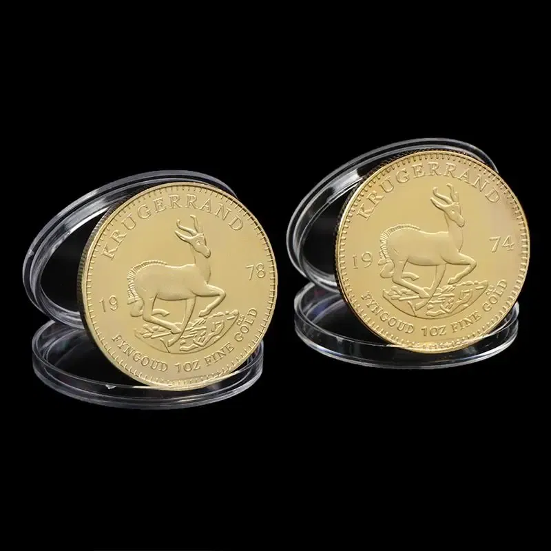 Color: light brown - 1PC 1974/1978/2021 South African Gold Krugerrand Coin 4cm Gold Coin Replica Cosplay Prop