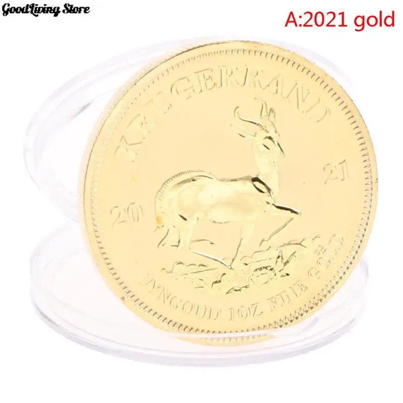 Color: light brown - 1PC 1974/1978/2021 South African Gold Krugerrand Coin 4cm Gold Coin Replica Cosplay Prop
