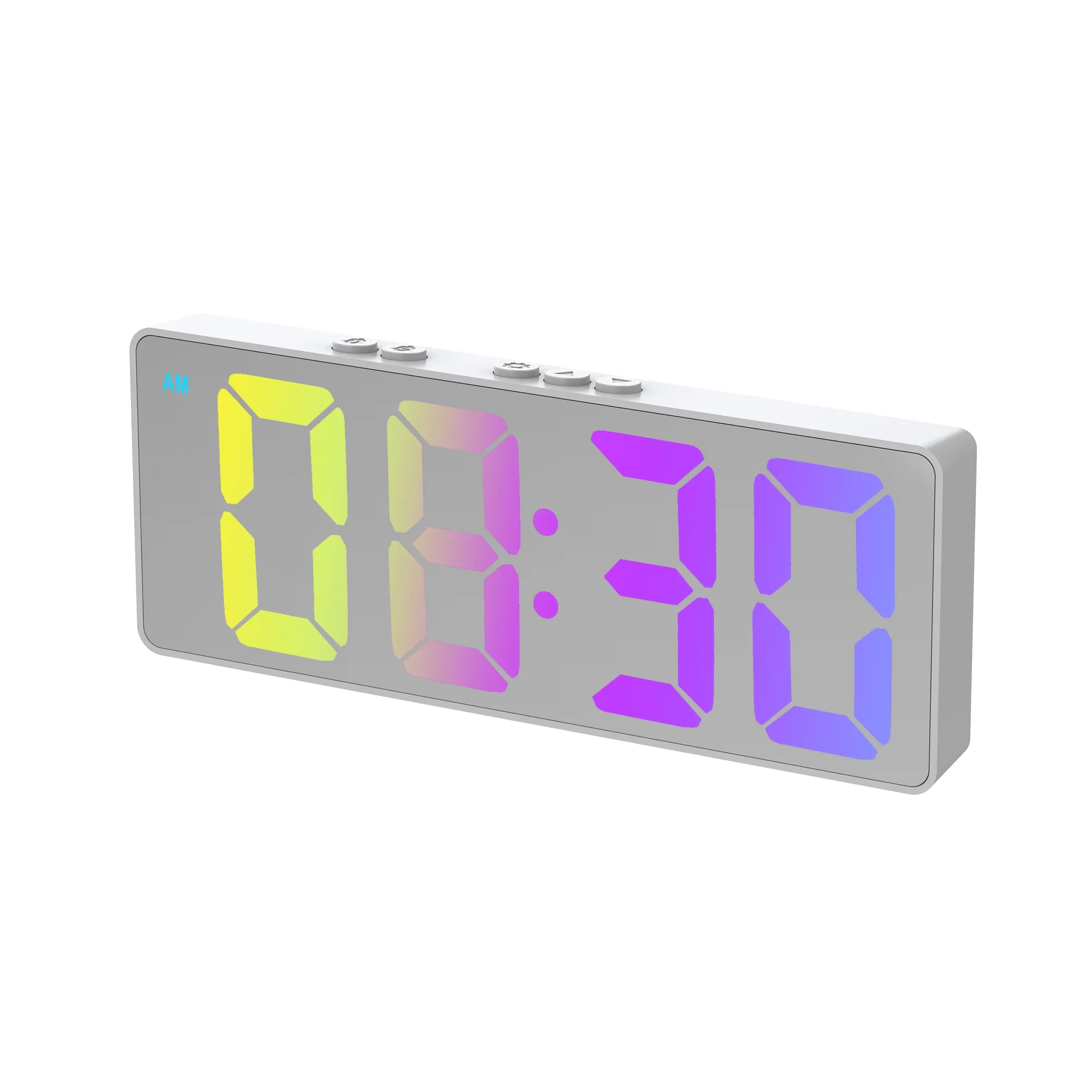 Color: green - LED Alarm Clock Electronic Student Digital Clock Voice Control Dual Snooze 12/24H Dual Alarms Temperature Mute Table Clock