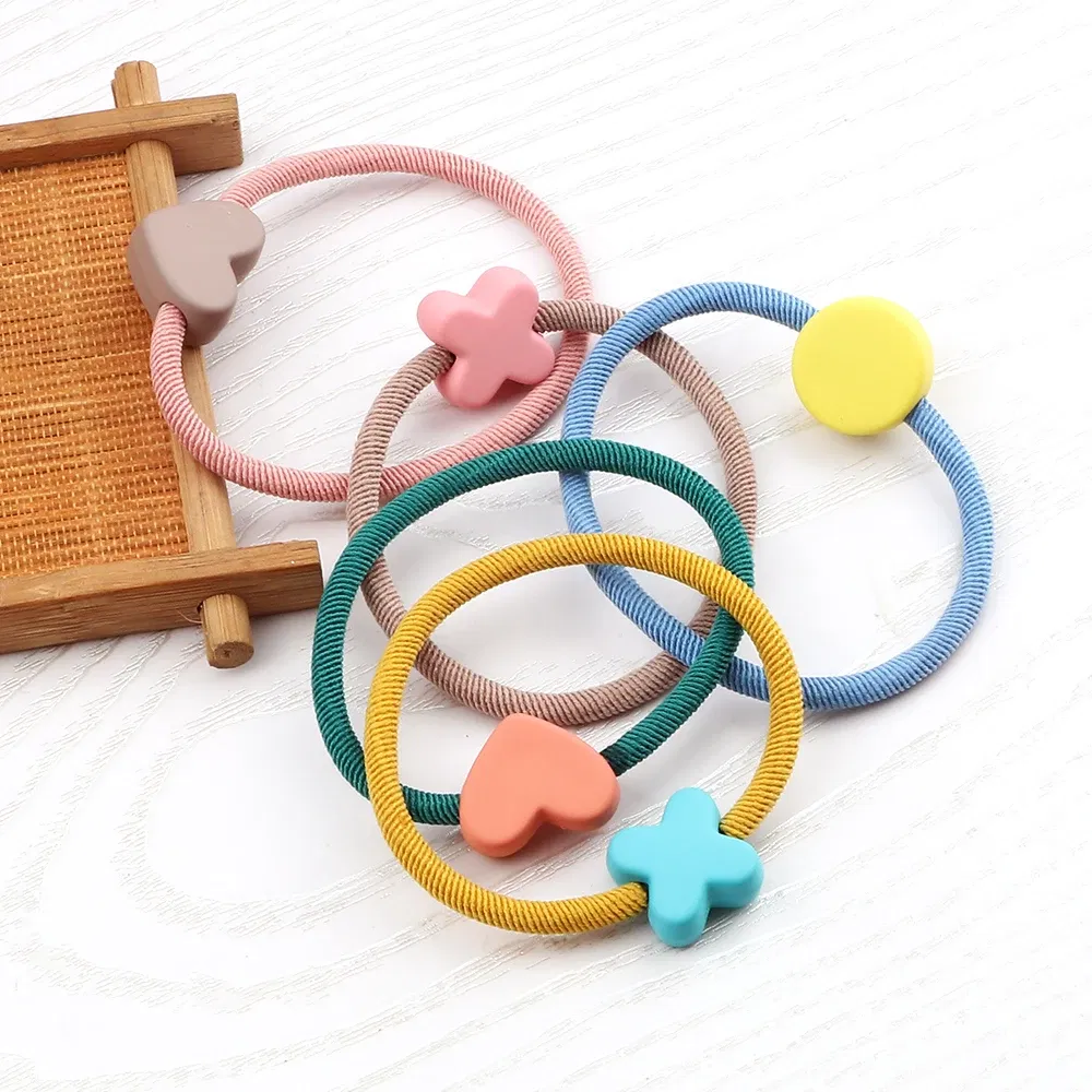 Color: Dark Grey, Ships From: CHINA - Cute Girls Hair Bands Ties Round Heart Rubber Band Fashion Scrunchie Elastic Korean Hair Accessories Ponytail Holder Headband