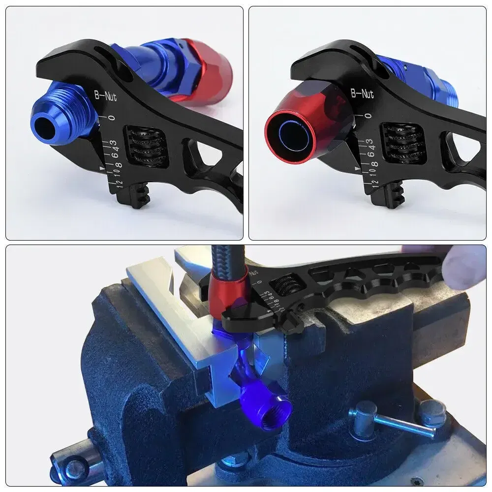 Color: Red - Aluminum Adjustable Spanner Wrench Tool for Fuel Hose End Fitting 3AN to 12AN