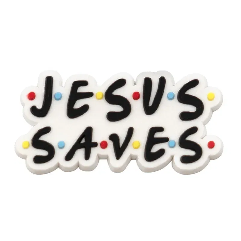 Color: Yellow - 1pcs New Shoe Charm Religion PVC Clog Charms Crucifix Blessed Virgin Mary Clog Pin Clips Jeans Garden Sandal Shoe Decoration