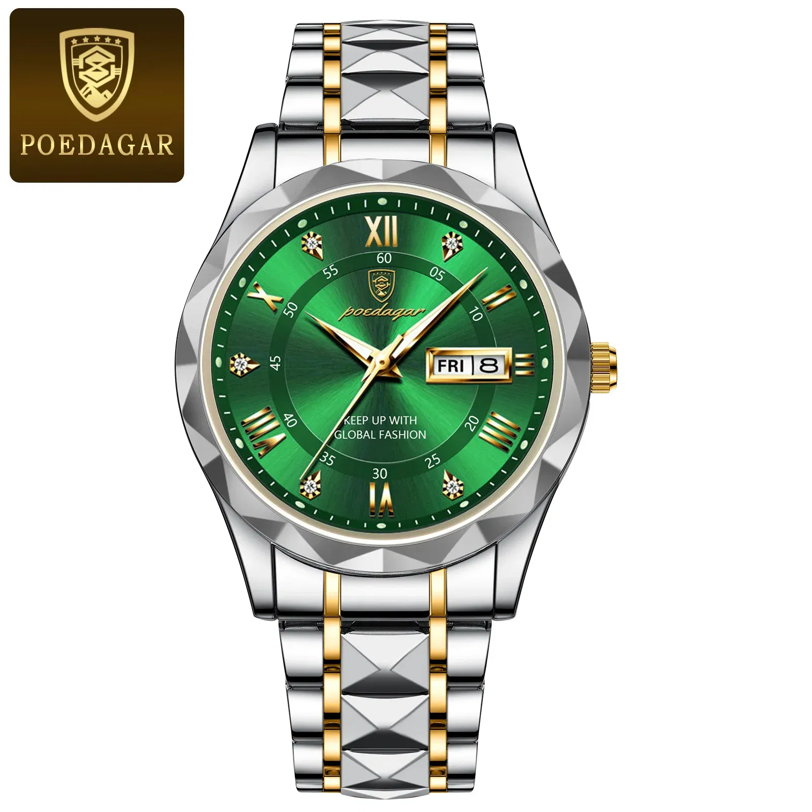 Color: grey - POEDAGAR Luxury Business Man Wristwatch Waterproof Luminous Date Week Men Watch For Men Quartz Clock Leather Men's Watches reloj