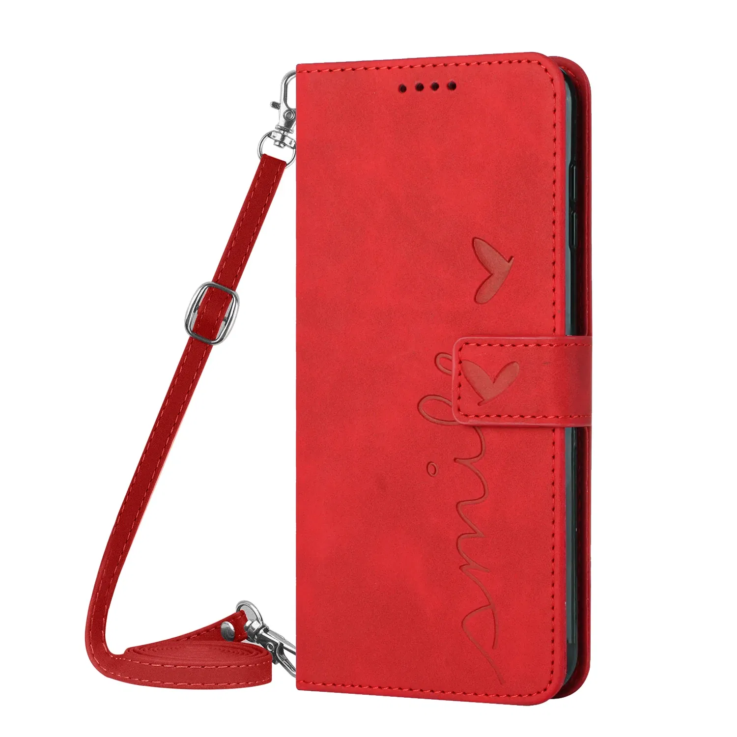 Color: SKY BLUE, Ships From: CHINA, Material: Nylon - Love Heart Strap Leather Crossbody Phone Wallet Case Book Stand For Google Pixel 8 7 Pro 8A 7A 6A Girls Cute Shoulder Cover