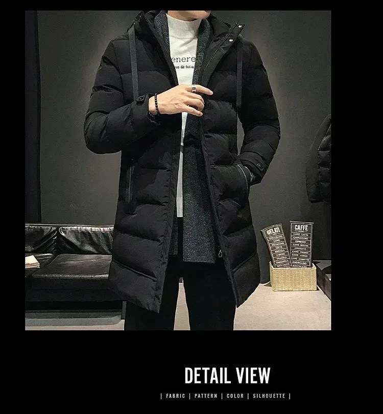 Color: Blue, Size: M - Men Long Down Jackets Winter Coats Chaquetas Hooded Casual Winter Parkas High Quality Male Green Warm Parkas Coats Size 8XL