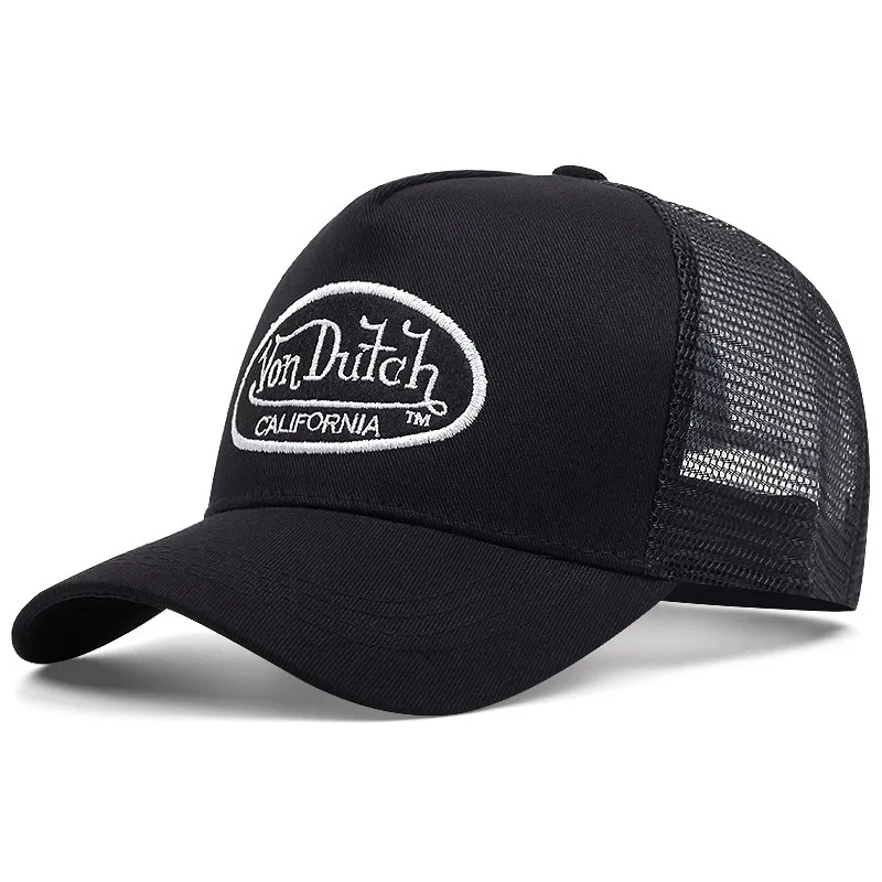 Color: green - VON baseball cap Alphabet sunblock mesh embroidered trucker hat