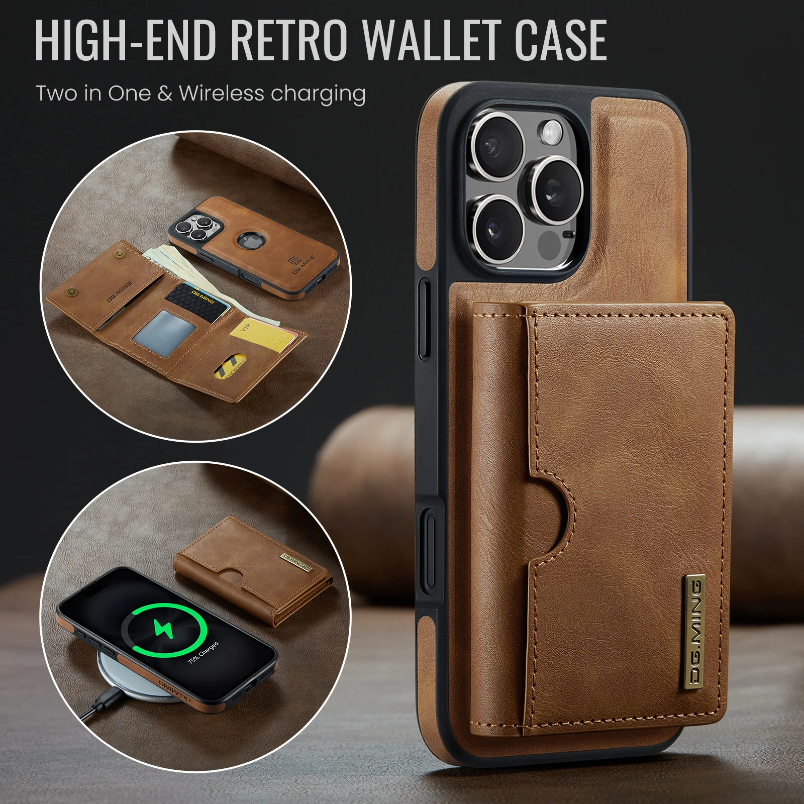 Color: SKY BLUE, Material: Leather - Detachable 2 IN 1 Magnetic For Magsafe Leather Case For iPhone 16 Pro Max 15 12 13 11 14 Plus 16e Flip Wallet Card Holder Cover