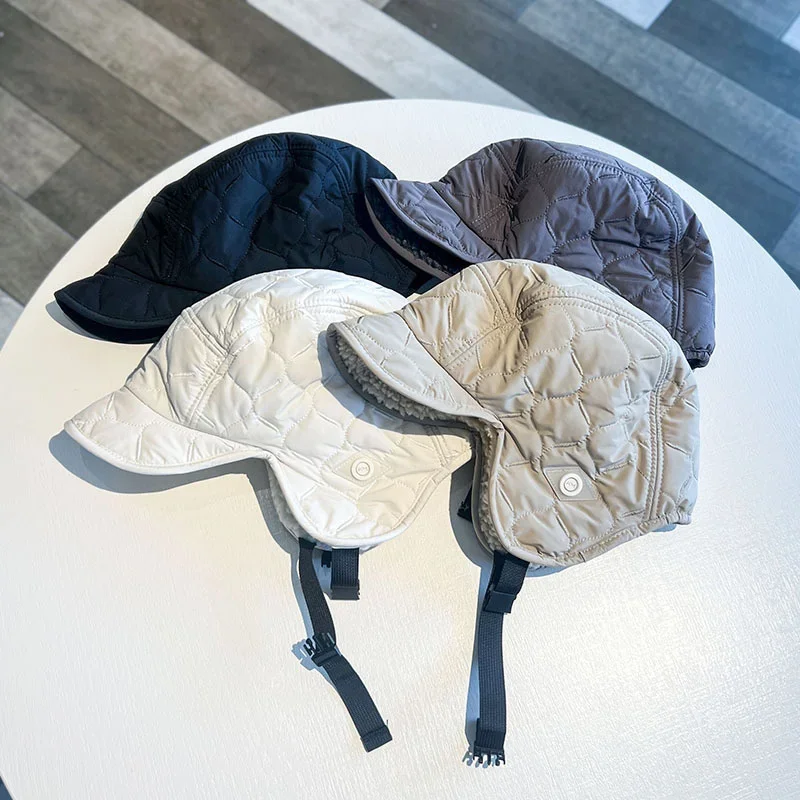 Color: WHITE - Winter Men Women Trapper Aviator Trooper Earflap Warm Waterproof Ski Down Hat Bomber Cap Ear Protectors Hats Reversible Wearable
