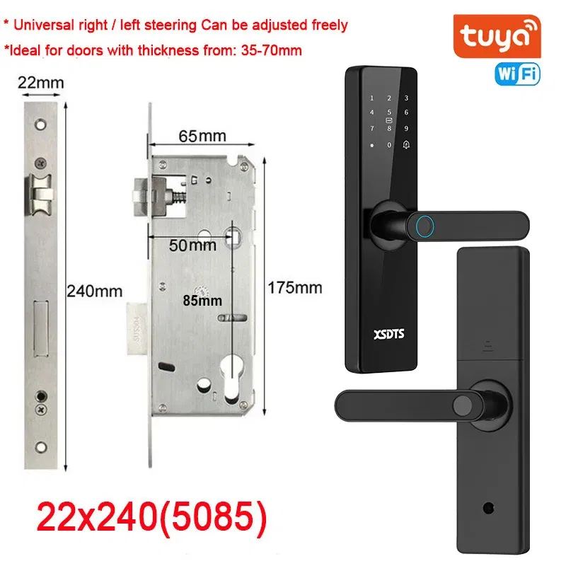 Color: Beige Pink, Ships From: CHINA - New! Tuya Wifi Electronic Smart Door Lock With Biometric Fingerprint / Smart Card / Password / Key Unlock/ USB Emergency Charge