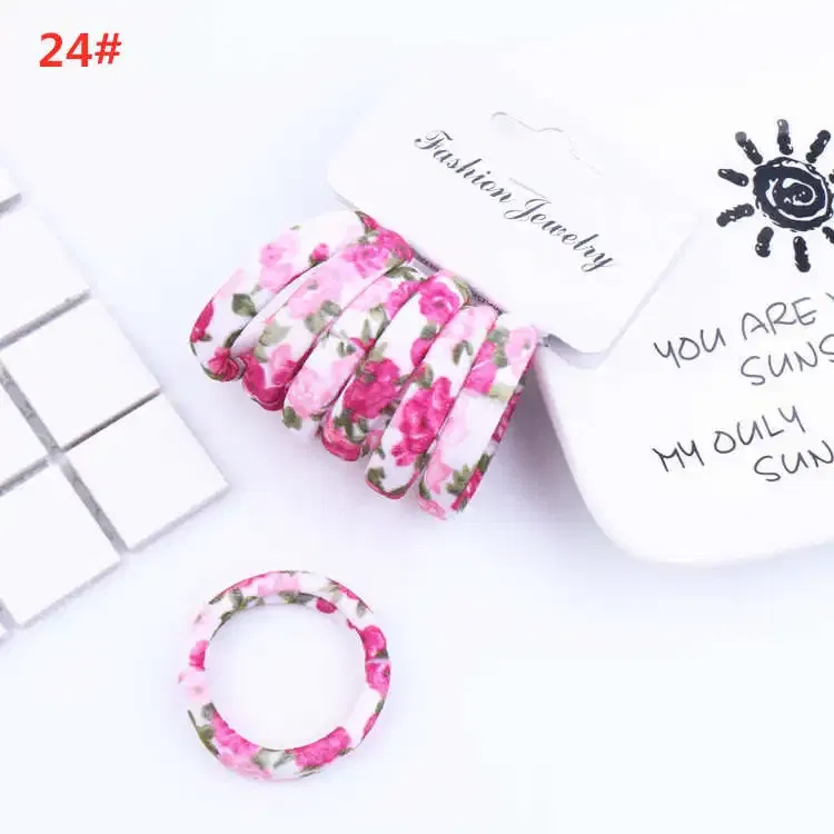 Color: light yellow, Ships From: CHINA - 6PCS/Sett Cute Girls Elastic Hair Bands Scrunchies Ponytail Holder Rubber Bands Hair Ties Sweet Kids Hair Rope Hair Accessories