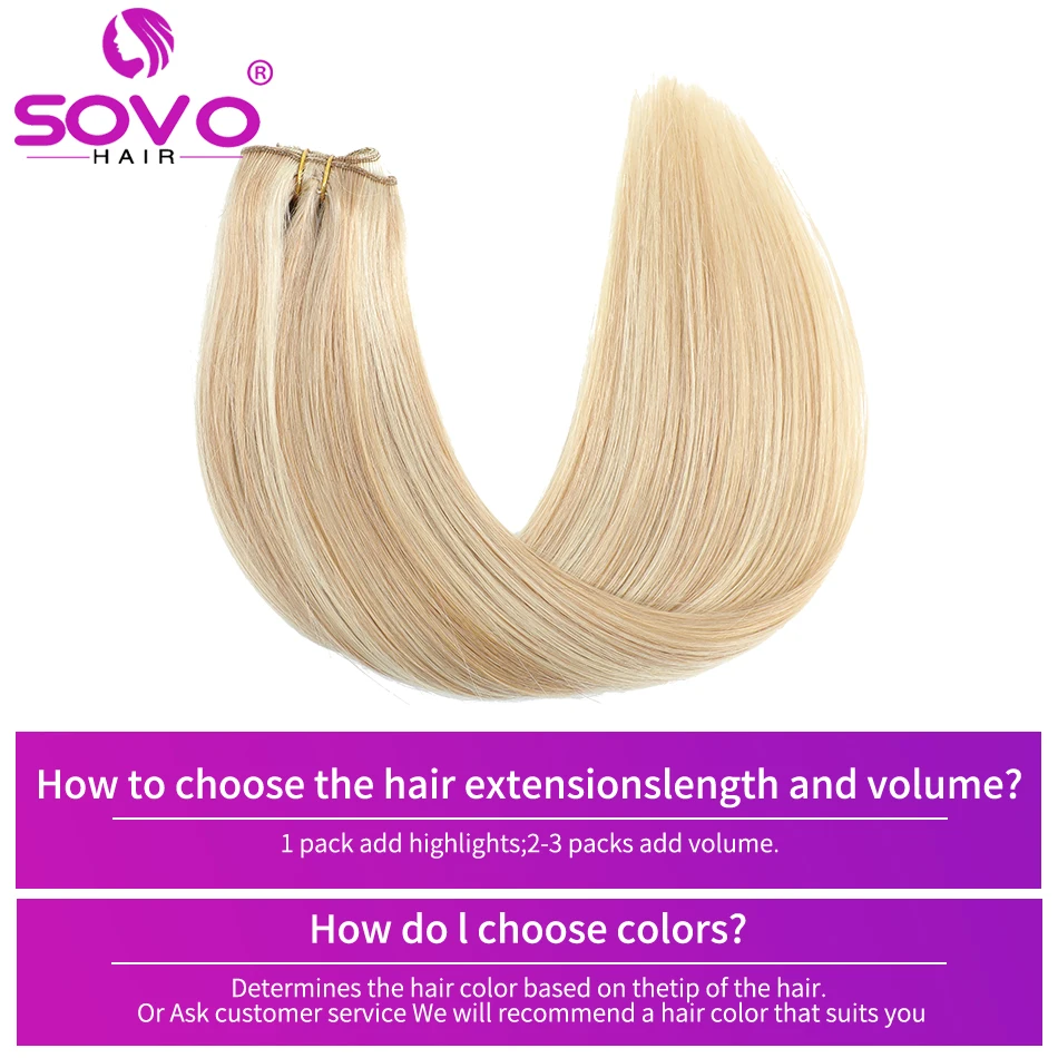 Color: #1B, Length: 6inches - SOVO Clip In Hair Extensions Human Hair 3 Pieces Bone Straight Clip Ins Hair Extension 60-90G Real Natural European Hair 12-26"