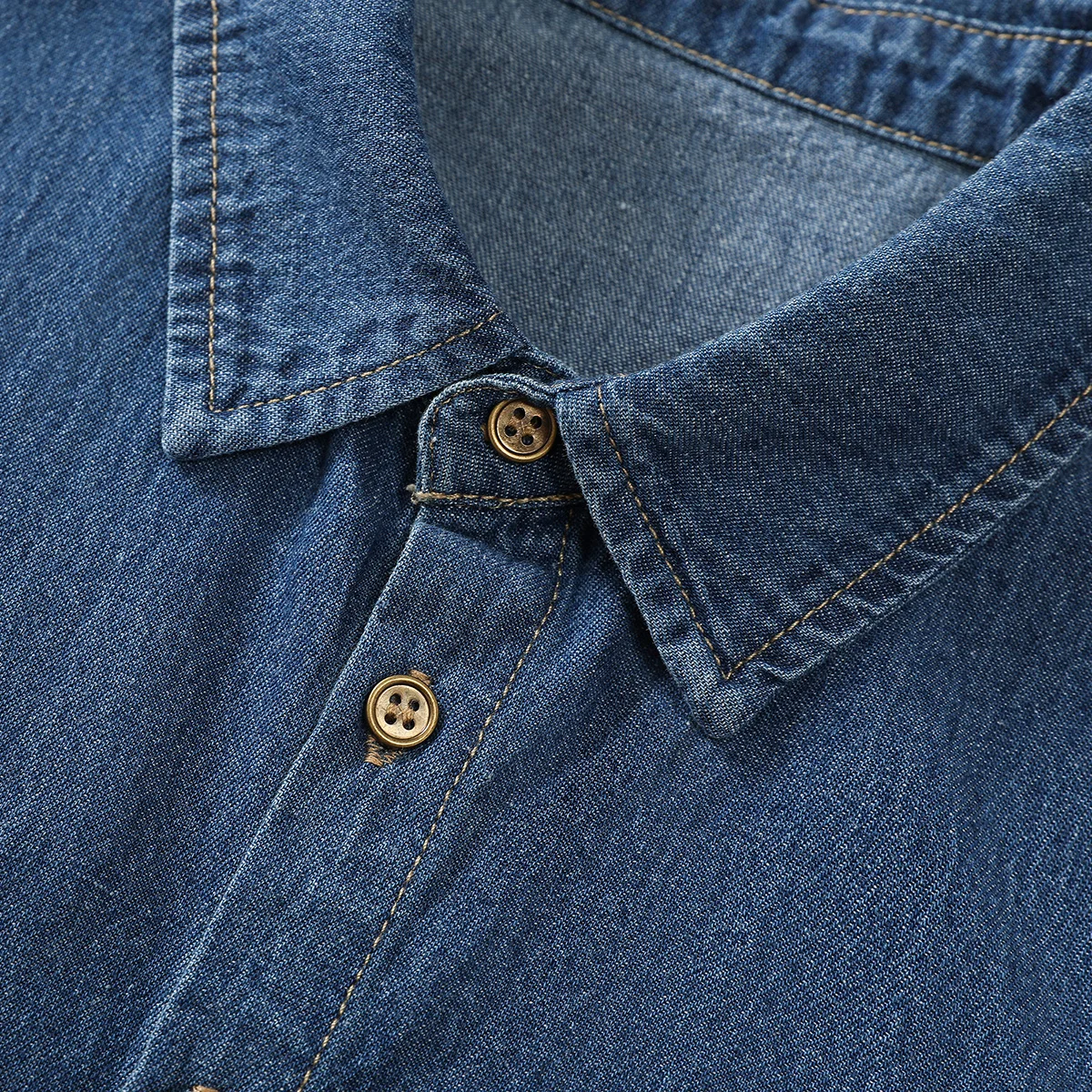 Color: LIGHT BLUE - Women's Blue Washed Denim Pointed Collar Fake Collar, Professional Casual Versatile Decoration Half Shirt Style Collar