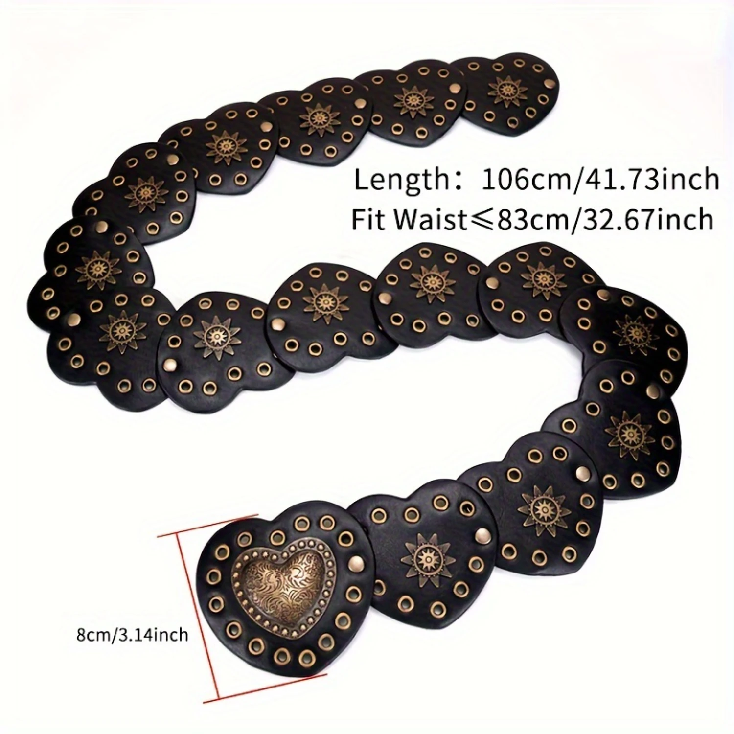 Number of Pcs: 2000Pcs, Stem Length: 25mm, Ships From: CHINA - Romantic Heart Buckle Belt - Fashionable Studs & Vintage PU Leather - Wide Waistband for Women - Perfect Western Punk Valentine