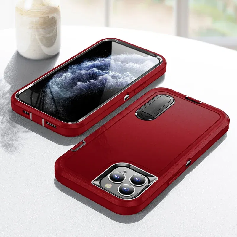 Color: GRAY, Material: PC - PKCASE Shockproof Case For iPhone 13 Mini 12 11 Pro Max 6 7 8 Plus Bracket Protective Cover For iPhone X XS XR SE 2020 2022