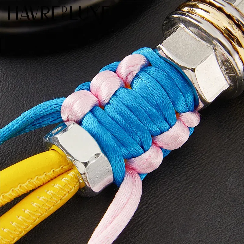 Robot Pendant Rope Braided Lanyard Bag Charm Creative Cute Genuine Leather Car Key Decoration Bag Accessories