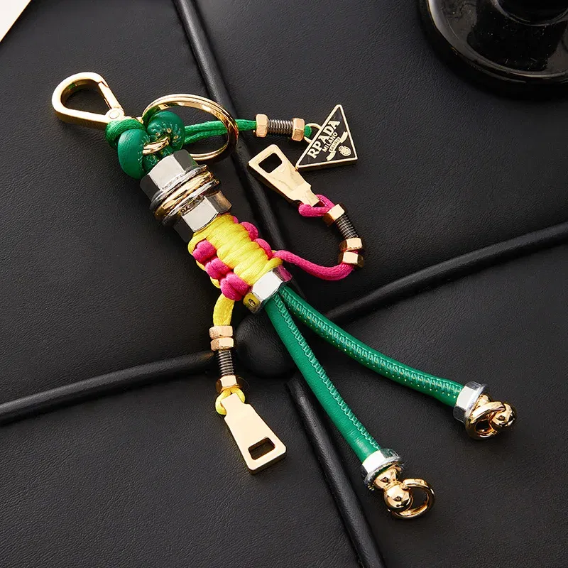 Robot Pendant Rope Braided Lanyard Bag Charm Creative Cute Genuine Leather Car Key Decoration Bag Accessories