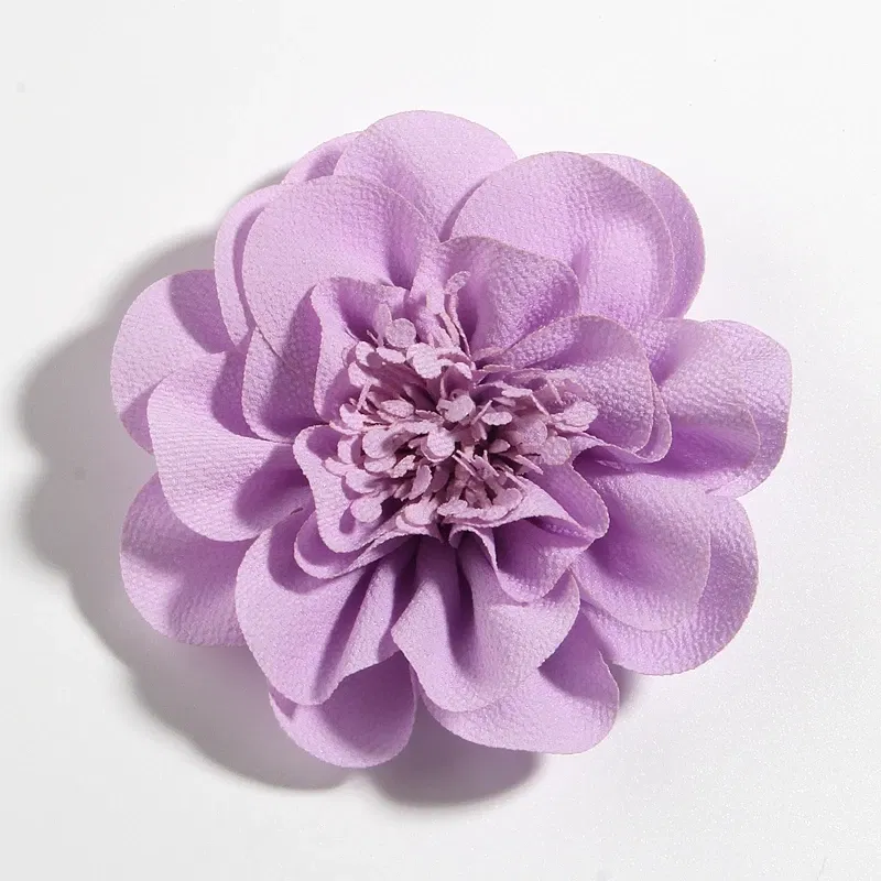 Color: GRAY - 1PC 10CM 3.8" Big Chiffon Flowers Hair Clips Hairpins Handmade Artificial Rolled Rose Fabric Flower For Girls Head Accessories